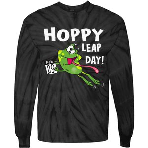 Funny Frog Hoppy Leap Day February 29 Leap Year Birthday Tie-Dye Long Sleeve Shirt