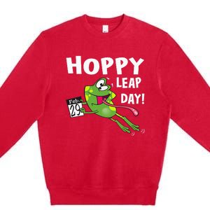 Funny Frog Hoppy Leap Day February 29 Leap Year Birthday Premium Crewneck Sweatshirt