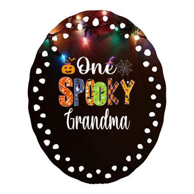 Funny Family Halloween Matching One Spooky Grandma Ceramic Oval Ornament