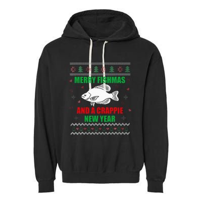 Funny Fishmas Holiday Sweater Festive Fishing Gift Garment-Dyed Fleece Hoodie