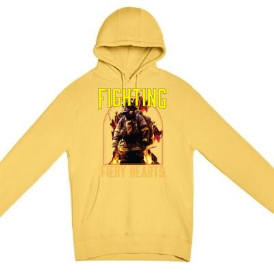 Fighting Fiery Hearts Fire Rescue Firefighting Firefighter Cute Gift Premium Pullover Hoodie