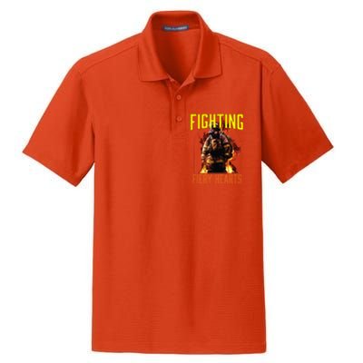 Fighting Fiery Hearts Fire Rescue Firefighting Firefighter Cute Gift Dry Zone Grid Polo