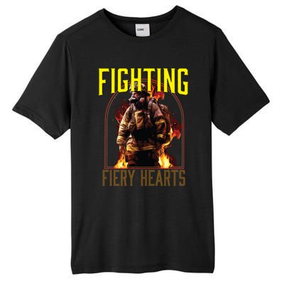 Fighting Fiery Hearts Fire Rescue Firefighting Firefighter Cute Gift Tall Fusion ChromaSoft Performance T-Shirt