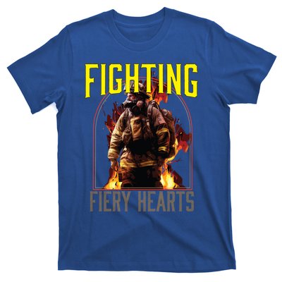 Fighting Fiery Hearts Fire Rescue Firefighting Firefighter Cute Gift T-Shirt