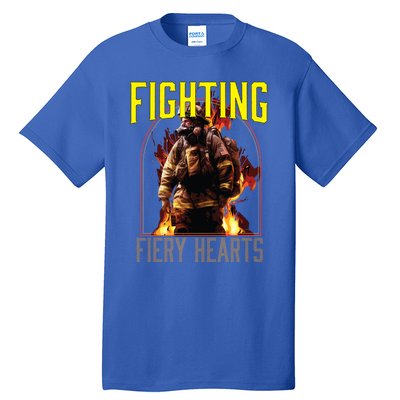 Fighting Fiery Hearts Fire Rescue Firefighting Firefighter Cute Gift Tall T-Shirt