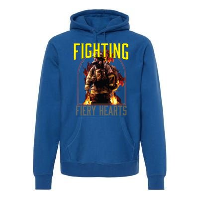 Fighting Fiery Hearts Fire Rescue Firefighting Firefighter Cute Gift Premium Hoodie