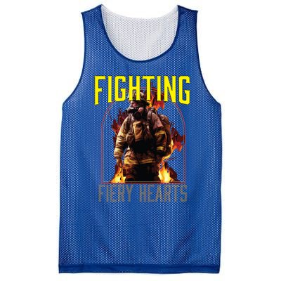 Fighting Fiery Hearts Fire Rescue Firefighting Firefighter Cute Gift Mesh Reversible Basketball Jersey Tank