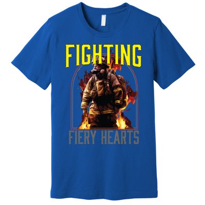 Fighting Fiery Hearts Fire Rescue Firefighting Firefighter Cute Gift Premium T-Shirt