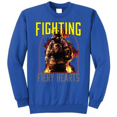 Fighting Fiery Hearts Fire Rescue Firefighting Firefighter Cute Gift Tall Sweatshirt