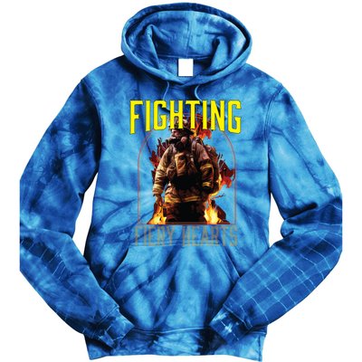 Fighting Fiery Hearts Fire Rescue Firefighting Firefighter Cute Gift Tie Dye Hoodie