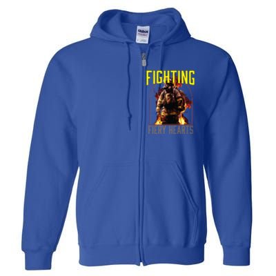 Fighting Fiery Hearts Fire Rescue Firefighting Firefighter Cute Gift Full Zip Hoodie