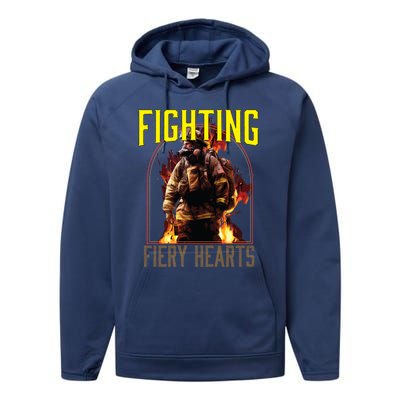 Fighting Fiery Hearts Fire Rescue Firefighting Firefighter Cute Gift Performance Fleece Hoodie