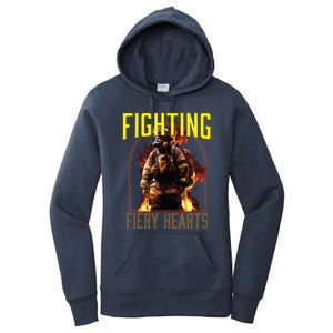 Fighting Fiery Hearts Fire Rescue Firefighting Firefighter Cute Gift Women's Pullover Hoodie