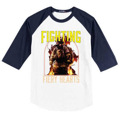 Fighting Fiery Hearts Fire Rescue Firefighting Firefighter Cute Gift Baseball Sleeve Shirt