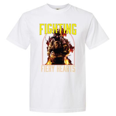 Fighting Fiery Hearts Fire Rescue Firefighting Firefighter Cute Gift Garment-Dyed Heavyweight T-Shirt