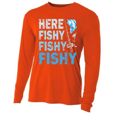 Funny Fisherman Here Fishy Fishy Gift Cooling Performance Long Sleeve Crew