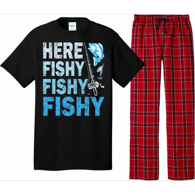 Funny Fisherman Here Fishy Fishy Gift Pajama Set