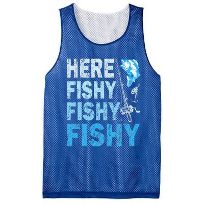 Funny Fisherman Here Fishy Fishy Gift Mesh Reversible Basketball Jersey Tank