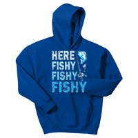 Funny Fisherman Here Fishy Fishy Gift Kids Hoodie