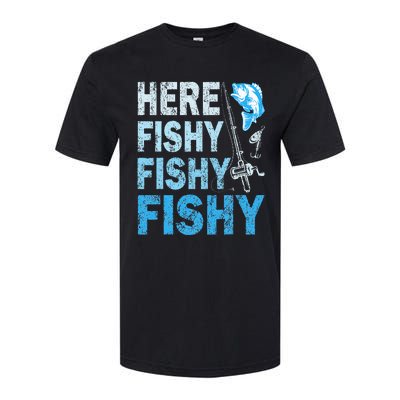 Funny Fisherman Here Fishy Fishy Gift Softstyle CVC T-Shirt