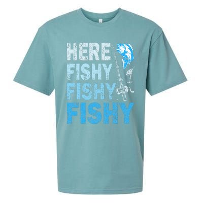 Funny Fisherman Here Fishy Fishy Gift Sueded Cloud Jersey T-Shirt