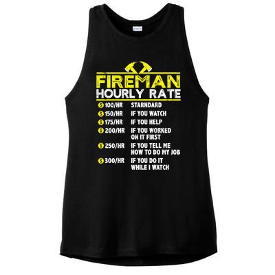 Fire Funny Hourly Rate Funny Gift For Firefighter Dad Grandpa Cute Gift Ladies PosiCharge Tri-Blend Wicking Tank