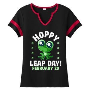 Funny Frog Hoppy Leap Day February 29 Birthday Leap Year Ladies Halftime Notch Neck Tee