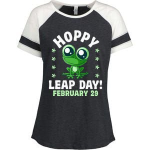 Funny Frog Hoppy Leap Day February 29 Birthday Leap Year Enza Ladies Jersey Colorblock Tee