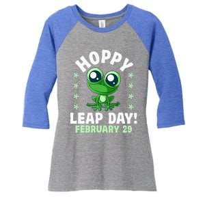 Funny Frog Hoppy Leap Day February 29 Birthday Leap Year Women's Tri-Blend 3/4-Sleeve Raglan Shirt