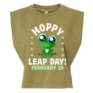 Funny Frog Hoppy Leap Day February 29 Birthday Leap Year Garment-Dyed Women's Muscle Tee