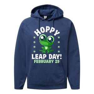 Funny Frog Hoppy Leap Day February 29 Birthday Leap Year Performance Fleece Hoodie