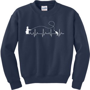 Fly Fish Heartbeat Fish EKG Trout Fishing Stress Relief Art Kids Sweatshirt