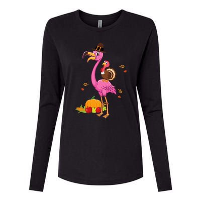 Festive Flamingo Holiday Present Womens Cotton Relaxed Long Sleeve T-Shirt