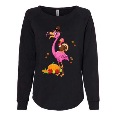 Festive Flamingo Holiday Present Womens California Wash Sweatshirt