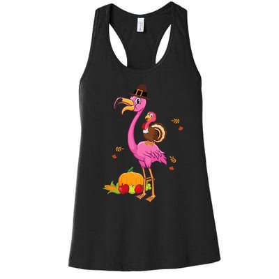 Festive Flamingo Holiday Present Women's Racerback Tank