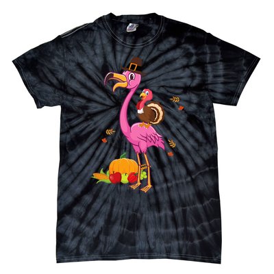 Festive Flamingo Holiday Present Tie-Dye T-Shirt