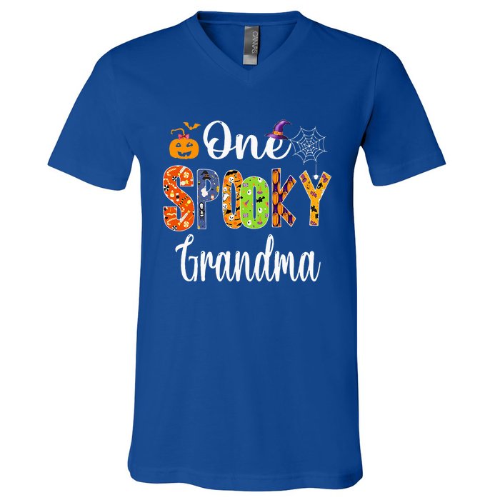 Funny Family Halloween Matching One Spooky Grandma V-Neck T-Shirt