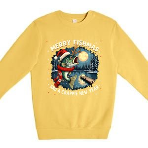 Funny Fishing Holiday Merry Fishmas And A Crappie New Year Gift Premium Crewneck Sweatshirt