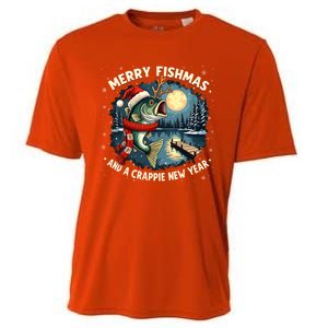 Funny Fishing Holiday Merry Fishmas And A Crappie New Year Gift Cooling Performance Crew T-Shirt