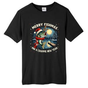 Funny Fishing Holiday Merry Fishmas And A Crappie New Year Gift Tall Fusion ChromaSoft Performance T-Shirt