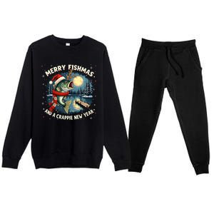 Funny Fishing Holiday Merry Fishmas And A Crappie New Year Gift Premium Crewneck Sweatsuit Set