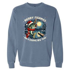 Funny Fishing Holiday Merry Fishmas And A Crappie New Year Gift Garment-Dyed Sweatshirt