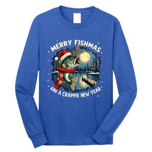 Funny Fishing Holiday Merry Fishmas And A Crappie New Year Gift Long Sleeve Shirt