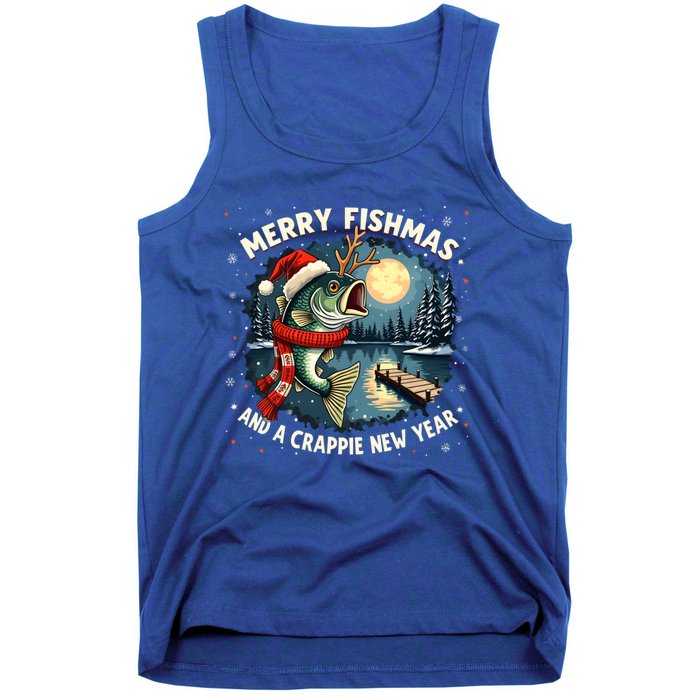 Funny Fishing Holiday Merry Fishmas And A Crappie New Year Gift Tank Top