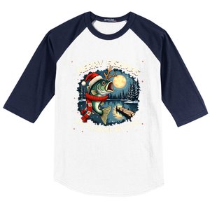 Funny Fishing Holiday Merry Fishmas And A Crappie New Year Gift Baseball Sleeve Shirt