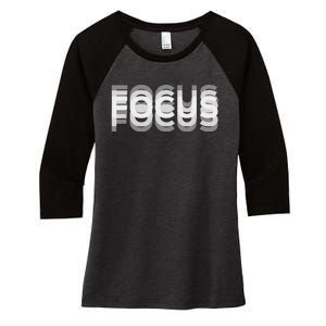 Funny Focus Humor Funny Graphic Women's Tri-Blend 3/4-Sleeve Raglan Shirt