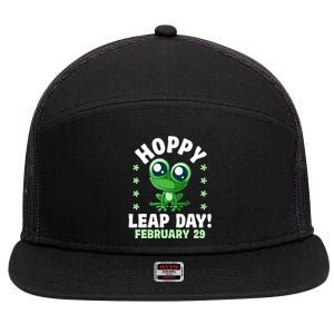 Funny Frog Hoppy Leap Day February 29 Birthday Leap Year 7 Panel Mesh Trucker Snapback Hat