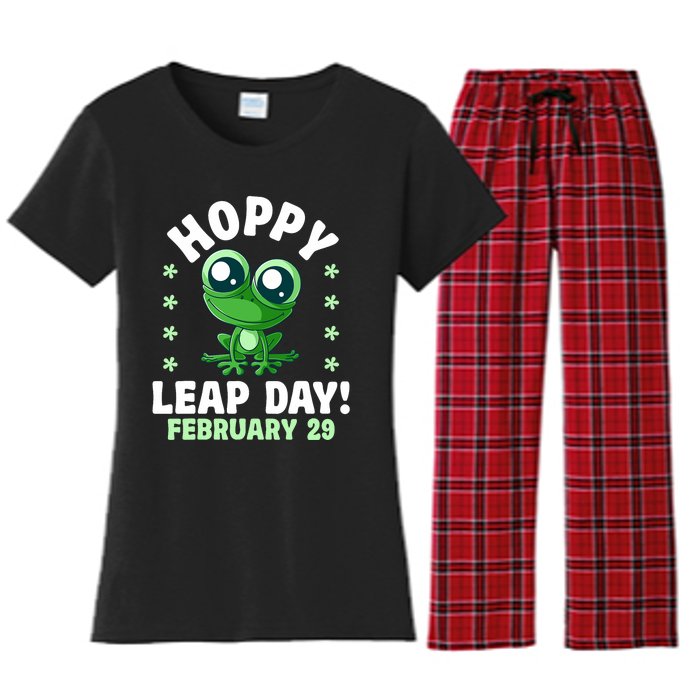 Funny Frog Hoppy Leap Day February 29 Birthday Leap Year Women's Flannel Pajama Set