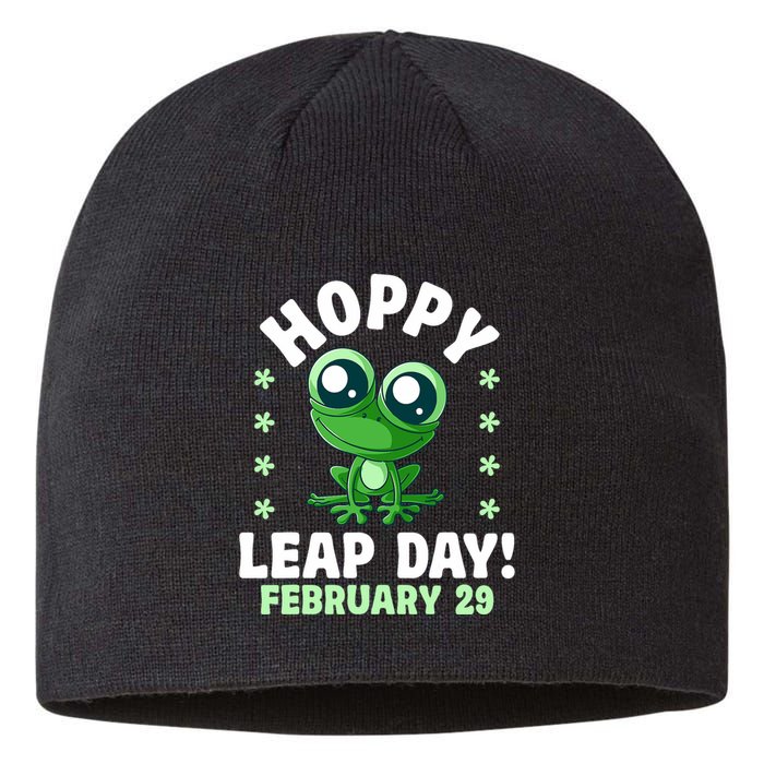 Funny Frog Hoppy Leap Day February 29 Birthday Leap Year Sustainable Beanie