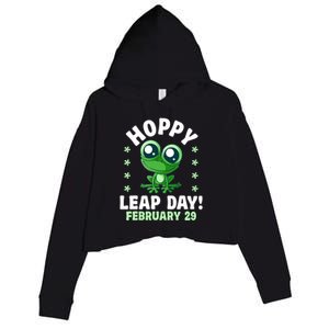 Funny Frog Hoppy Leap Day February 29 Birthday Leap Year Crop Fleece Hoodie